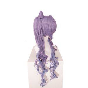 Peluca de Cosplay de Keqing de <span class=keywords><strong>Genshin</strong></span> <span class=keywords><strong>Impact</strong></span>, con Encaje Transparente y Liso, Estilo Anime - Product Image 5