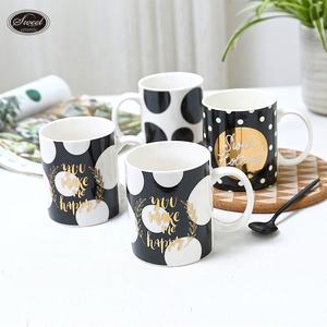 SWT Estilo nórdico Pretty Promoción Tazas Agua Cocina Calcomanía Logotipo dorado Color Tazas de café de cerámica personalizadas para regalo - Product Image 1