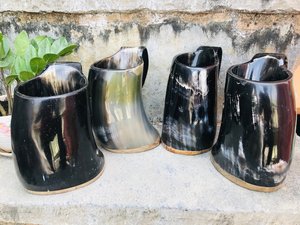 Tasse rustique en corne naturelle finition polie Style animal fabriqué à la main verres écologiques tasse durable pour café thé whisky - Product Image 3