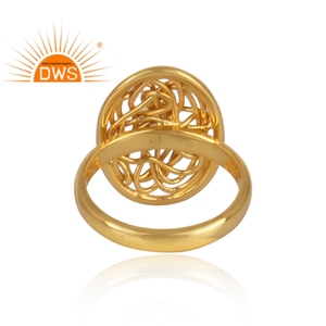 Best Selling Sterling <b>Silver</b> 18K Gold <b>Plated</b> Natural Ethiopian Opal Gemstone Filigree Design Ring Custom Jewelry For Women - Product Image 4