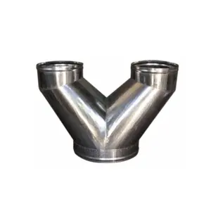 Duct Y-Shaped Bend Pipe customized size based on customer's needs made of steel with silver color