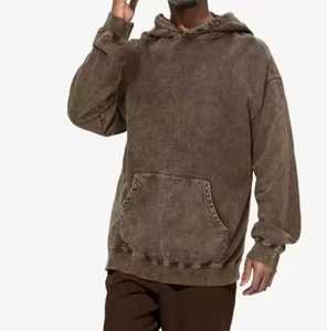 เสื้อพูลโอเวอร์ทรงใหญ่แบบวินเทจ ซิปหน้า ผ้าฟลีซฟอกสี 100% คอตตอน สำหรับฤดูหนาว ตกแต่งด้วยคริสตัล กระเป๋าแต่งแบบดิสเทรส ทรงบ็อกซี่ - Product Image 4