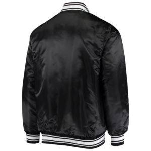 Veste de baseball universitaire en velours côtelé noir Detroit Lions Blackout pour homme, modèle Starter, personnalisable avec lettres d'équipe, entièrement boutonnée - Product Image 5