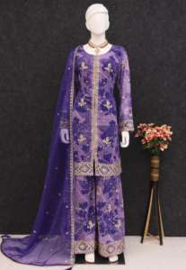 Vestido atractivo elegante Heavy Fox Georgette Impresión digital Salwar Suit & Dupatta con bordado 3mm Mat Secuencia Trabajo para la venta - Product Image 6