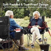 Chaises de camping pliantes modernes pour adultes, entièrement rembourrées, avec porte-gobelets, poches latérales, support robuste en acier inoxydable