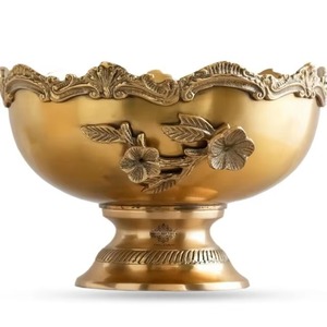 Gold Decorative Bowl With Floral Design Royal Classic Accent For Dining Table Kitchen Serving Wedding Or Traditional Home Decor - Product Image 1