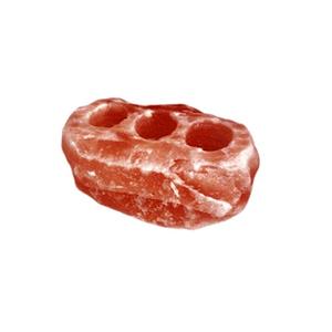 Titulaires de photophore à trois trous de sel de forme naturelle incurvée ronde de l'Himalaya, lumière de thé de sel de trois trous naturelle sculptée ronde de l'Himalaya - Product Image 1