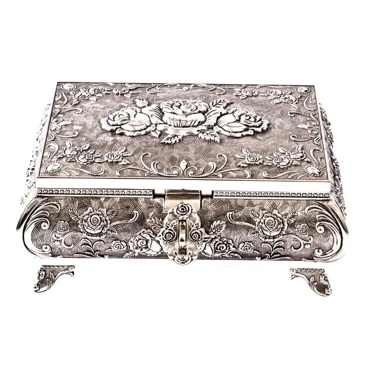 真鍮でエレガントなジュエリーを維持するための金属Opulence高級ジュエリーボックスを備えた亜鉛合金装飾メタルジュエリーコレクション