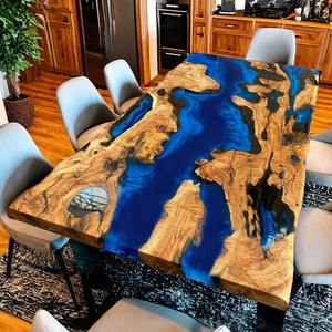 Mesa de Comedor de Madera Maciza con Incrustaciones de Resina Hecha a Mano de Lujo para el Hogar, Hoteles y Restaurantes, Suministro Mundial Disponible - Product Image 3
