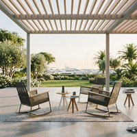 Sillón Club Comercial de Aluminio con Recubrimiento en Polvo para Exterior con Cojín de Tela Impermeable para Proyectos de Hotel