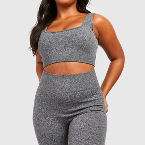 MESS SPORTS Plus Active Wear Seam-Free Rib Sports Bra for Women-2024 Fitness Workout <b>Crop</b> <b>Top</b> Plus Size Quick Dry & Breathable - Product Image 1