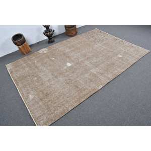Tapis Turc Vintage Marron Beige Moderne 5.3X8.1 ft Classique Rectangle Patchwork Design Laine Faux Fourrure de Lapin Latex Classique - Product Image 2