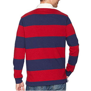 Camiseta de Hombre de Algodón 100% de Alta Calidad al por Mayor, Personalizada con Estampado, Manga Larga, Cuello en V, a Rayas, Estilo Polo, Informal, para Verano - Product Image 3