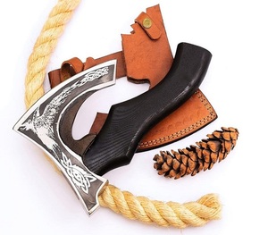 Hache à pizza en acier à haute teneur en carbone faite à la main avec manche en bois et étui en cuir fin pour les pizzerias pour le bricolage - Product Image 2