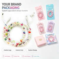 Câble USB coloré arc-en-ciel à perles 4 en 1, cordon de charge décoratif pour téléphone portable