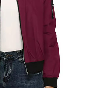 Wholesale Women's Fashion Lightweight Bomber <b>Jacket</b> Casual Zip Up Windbreaker <b>Pilot</b> Coat Slim Fit Varsity Outwear for Spring - Product Image 2