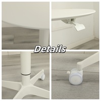 Table basse ronde à hauteur réglable sur pied avec quatre roues verrouillées pour le salon Ada Furniture Gas Lift