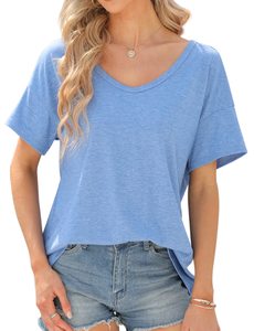 Meilleur matériel femmes t-shirts haute qualité coupe ajustée tenue décontracté pour l'été imprimé coton tricoté t-shirts respirant uni teint - Product Image 5