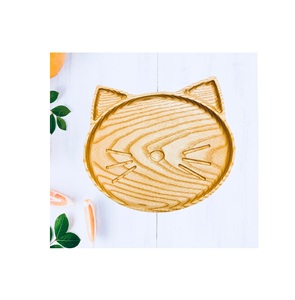 Assiette en bois rustique visage de chat en forme d'assiette de service en bois sculpté pour un Offre Spéciale de pièce de design unique - Product Image 1