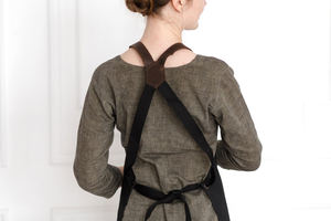 Canvas <b>Apron</b> for Women Canvas <b>Apron</b> With <b>Leather</b> Straps With Pockets Personalized Cooking BBQ AAA-0055 - Product Image 2