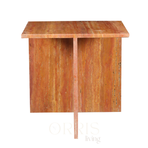 Table d'appoint minimaliste en marbre naturel, table de chevet carrée moderne faite à la main, rouge, mobilier de luxe pour chambre à coucher, décoration de salon - Product Image 1