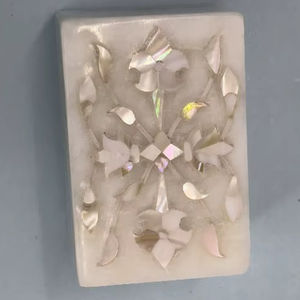 Joyero de mármol blanco moderno al por mayor, almacenamiento de piedra de lujo hecho a mano con Incrustaciones de nácar para anillos - Product Image 1