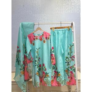 Traje Bohemio de 3 Piezas FUSION LAWN SL00250, Top de Tela Crepé con Mangas Tres Cuartos - Product Image 4