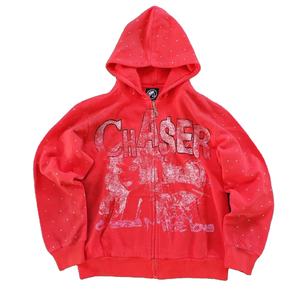 Sweat à capuche zippé personnalisé en polaire, écologique, respirant, coupe classique, pour homme, style streetwear, effet délavé vintage, imprimé vieilli - Product Image 5