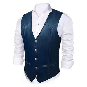 Gilet en cuir de guanine pour homme, style nouveau, sur mesure, décontracté, style western, veste de cow-boy avec col en V, gilet de haute qualité - Product Image 5