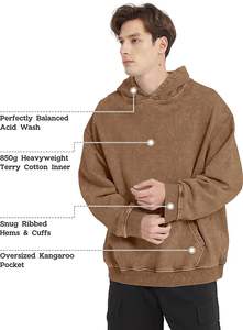 Sudadera de algodón unisex para hombre y mujer, Sudadera con capucha de lavado ácido de gran tamaño con logotipo frontal, camisetas Vintage Terry para 2025 - Product Image 5