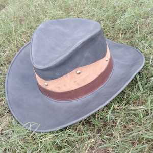Sombreros de cuero de papá a prueba de viento de Navidad Fedora de Golf genuino con estilo único Sombrero de cuero negro de corona más vendido Vaquero vintage - Product Image 6