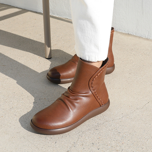 [JSHOE] Estilo coreano Diseño de moda Kaven Faux Leather Fleece Lined Stitch Botines Botas de mujer - Product Image 4