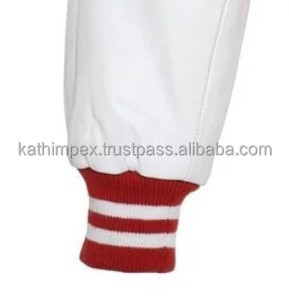 Unisex College Varsity <b>Jacket</b> Snap Button Closure Ready Stock Red <b>White</b> Wool Body Leather Sleeves Custom Embroidery Stand Spring - Product Image 5