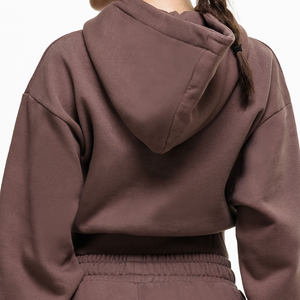 Nouvelle usine de gros OEM 2025 100% coton broderie personnalisée bouffée impression logo femmes sweat à capuche surdimensionné sweat à capuche court pour les femmes - Product Image 5