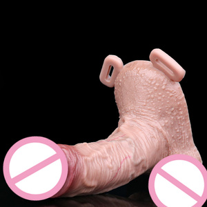 Consolador hueco con correa en la cubierta del pene, extensor <span class=keywords><strong>de</strong></span> pene <span class=keywords><strong>de</strong></span> silicona, tiempo <span class=keywords><strong>de</strong></span> retardo, condón para pene, mangas texturizadas realistas, Juguetes sexuales para adultos - Product Image 3
