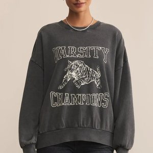 Sudadera vintage de manga larga con cuello redondo y diseño de Jersey estampado para mujer con logotipo personalizado - Product Image 1