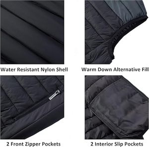Wholesale Stand Collar Lightweight Zip Puffer Vests Polyester Men's <b>Quilted</b> Vest & <b>Waistcoats</b> Men Puffer Sleeveless Jacket - Product Image 3