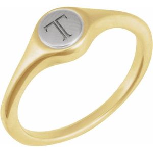 Bague signet ronde gravable avec zircon, sertie en clos et à l'effigie d'un motif, pour un usage quotidien - Product Image 3