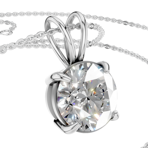 Collar de Moda para Mujer con Colgante de Moissanita de Una Sola Piedra de Estilo Clásico, Cadena de Eslabones de Oro Sólido de 14K, Certificado IGI - Product Image 4