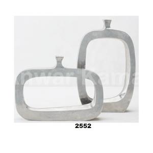 Silver Aluminium <b>Square</b> Shape Flower Vases for Home Decor <b>Set</b> of 2 Pcs - Product Image 1