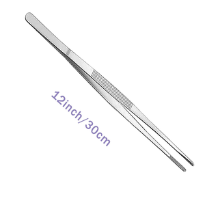Pince de cuisine pour barbecue de 12 pouces en acier inoxydable, 2 pièces, extra longue, avec pince à épiler à pointe ronde, fournisseur direct en gros à bas prix - Product Image 3