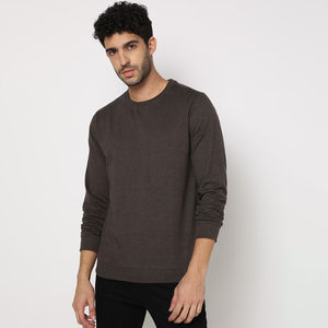 Automne et hiver à la mode et texturé pull en coton à col rond de haute qualité couleurs unies pull à manches longues non imprimé - Product Image 1