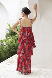 Mohana เดรสมิดิยาวคลุมเข่าลายลูกไม้น่ารักชุดใส่ไปทะเลมีซับในผ้าย่น - Product Image 3