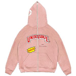 Sudadera con capucha y cremallera completa de algodón 100% para hombre estilo OEM con diseño bordado personalizado sudaderas con capucha para hombre peso pesado de alta calidad - Product Image 1