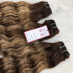 הטוב ביותר נמכר balayage עבור אמברה ברזילאי שיער אנושי הרחבות בתולה מינק טבעי גל בלונדינית wft חבילות חבילות