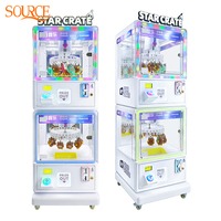 SOURCE STAR CRATE Machine de jeu à clip double couche, à monnayeur, 2 en 1, distributeur de cadeaux d'arcade avec éclairage LED pour un moment ludique