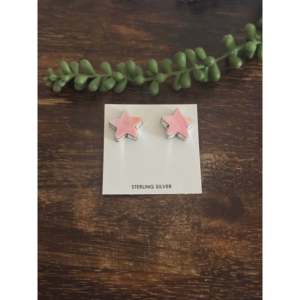 Donovan Skeets Pink Conch & Sterling <b>Silver</b> <b>Stud</b> Earrings Post Star Design - Product Image 1