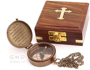 Dad I Love You Quote Brújula de latón náutico Premium de latón con cadena de cuero en caja de madera Regalo hecho a mano Antiguo con aspecto brillante - Product Image 4