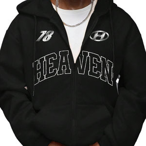 OEM Men's Fashionable <b>Vintage</b> Streetwear <b>Zip</b> <b>up</b> <b>Hoodies</b> with Graphic Print <b>Vintage</b> Streetwear Fall Sweatshirts - Product Image 2