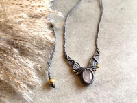 Pendentif en macramé fait main en quartz rose, pierre précieuse de 15x20mm, monture ovale, ensemble de bijoux tendance pour cadeau d'anniversaire